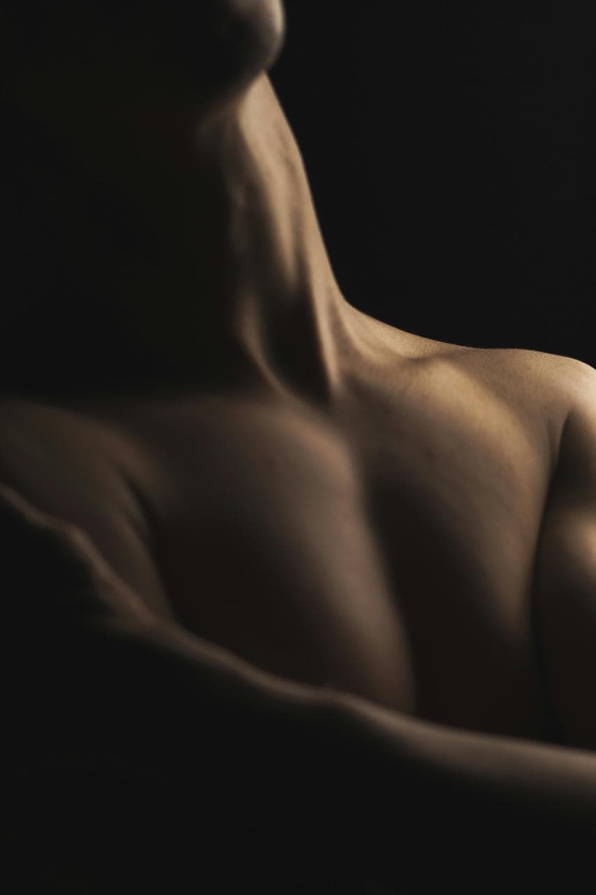 Male torso, clean studio light, Poland Syndrome correction